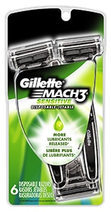 Gillette Mach3 Disposable Razor, Sensitive